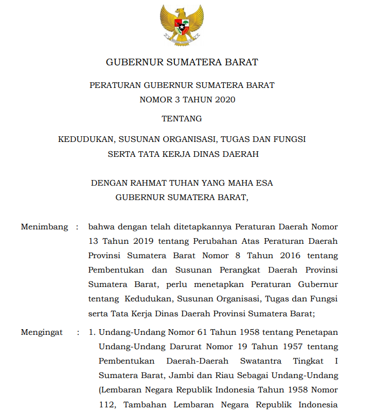 Pedoman Pengelolaan Organisasi Provinsi Sumatera Barat